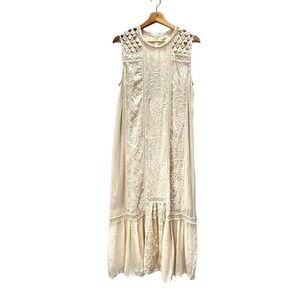Anthropologie Cream Midi Dress